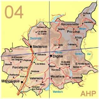 Carte des AHP (routes et reliefs)